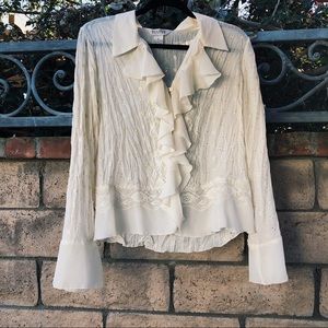 ALLISON TAYLOR CREAM FLORAL/LACE BLOUSE